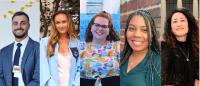collage photo of five students